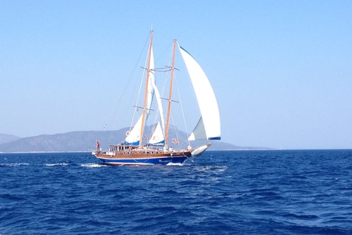 Exterior view of Musandira II, a Gulet Gulet gulet at Bodrum, Turkey
