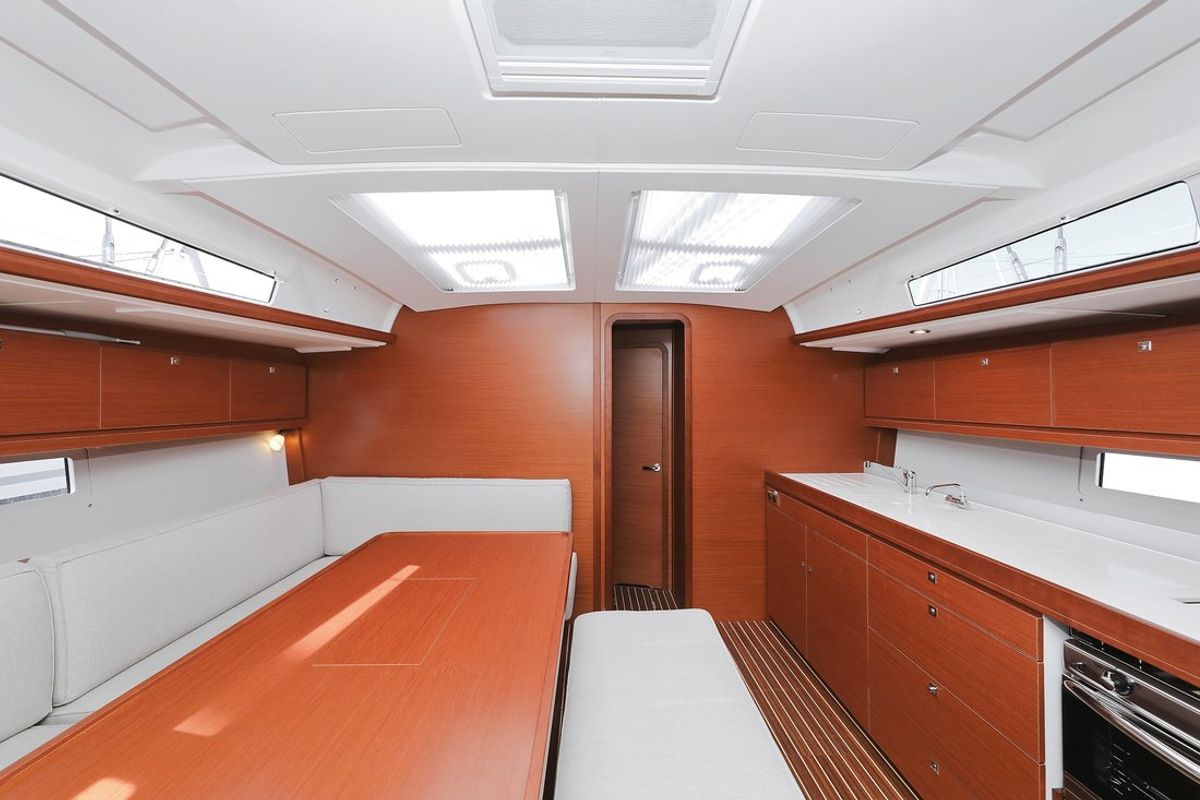 Salon of SunnyLife, a Dufour 460 GL sailboat at Grad Biograd na Moru, Croatia
