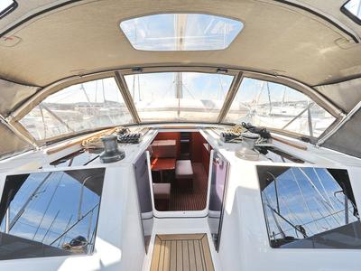 Deck of SunnyLife, a Dufour 460 GL sailboat at Grad Biograd na Moru, Croatia