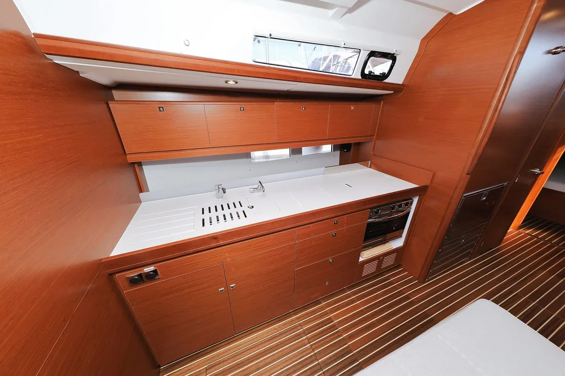 Galley of SunnyLife, a Dufour 460 GL sailboat at Grad Biograd na Moru, Croatia