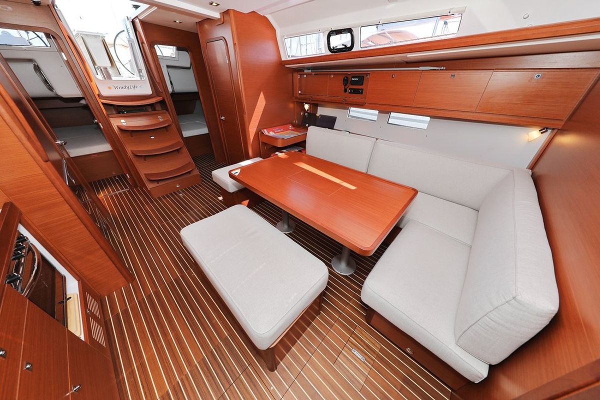 Salon of SunnyLife, a Dufour 460 GL sailboat at Grad Biograd na Moru, Croatia