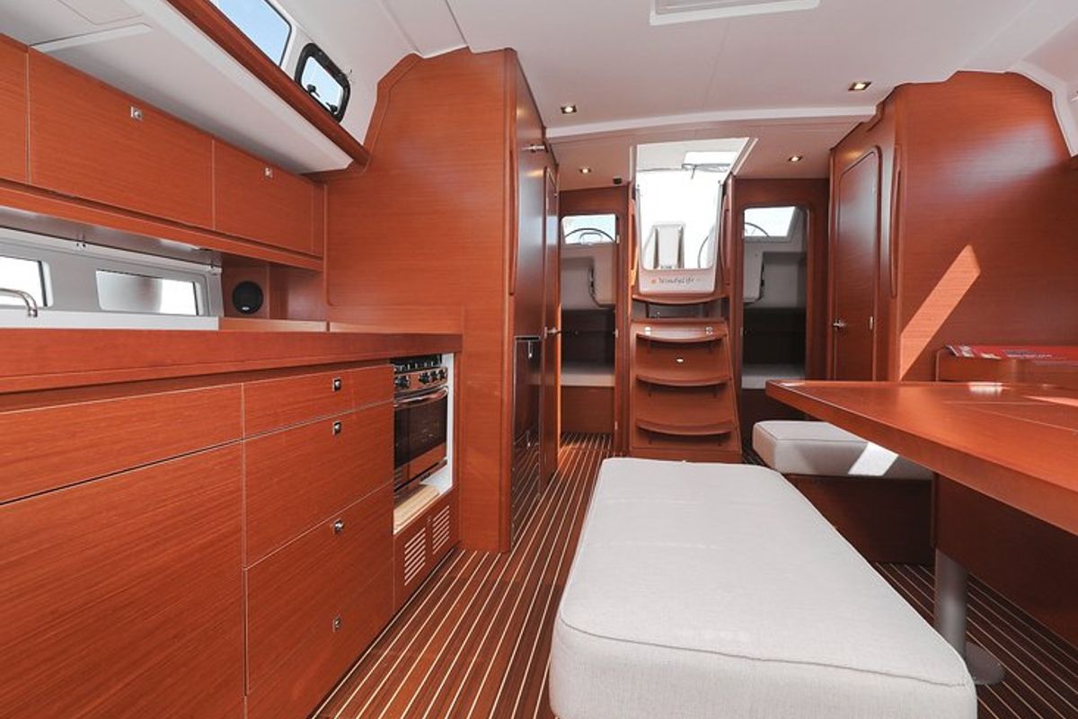 Salon of SunnyLife, a Dufour 460 GL sailboat at Grad Biograd na Moru, Croatia