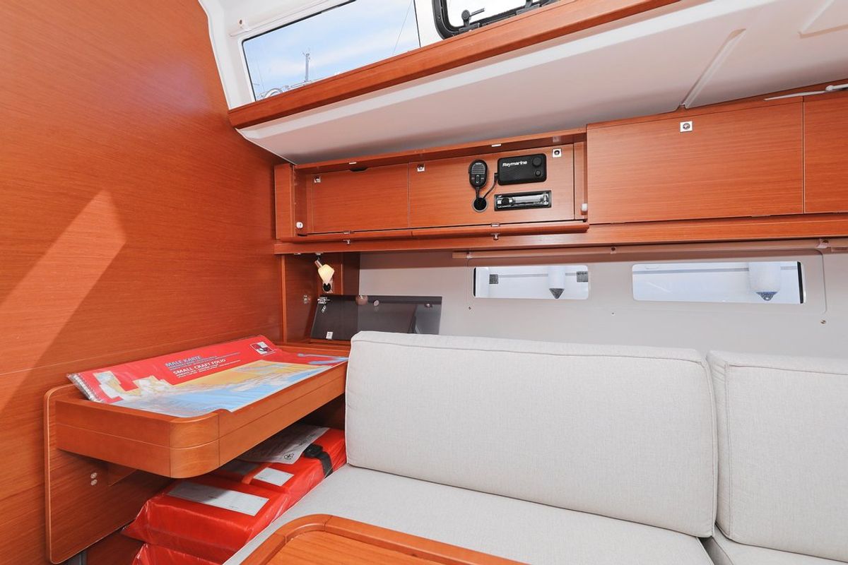 Salon of SunnyLife, a Dufour 460 GL sailboat at Grad Biograd na Moru, Croatia