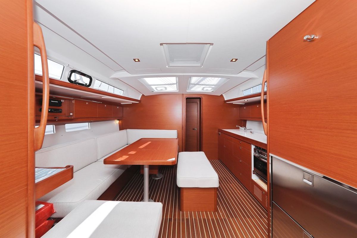Salon of SunnyLife, a Dufour 460 GL sailboat at Grad Biograd na Moru, Croatia