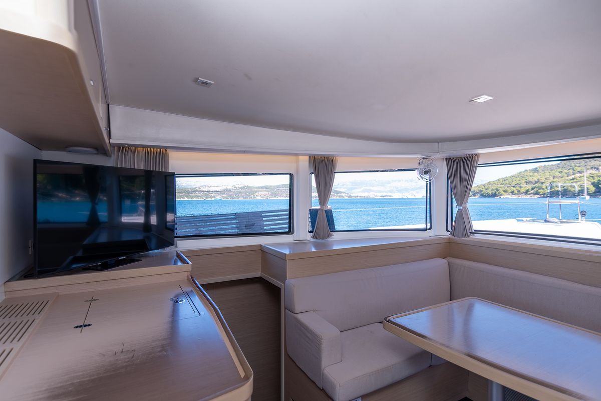 Salon of Find Us, a Lagoon 42 OW catamaran at Grad Kaštela, Croatia