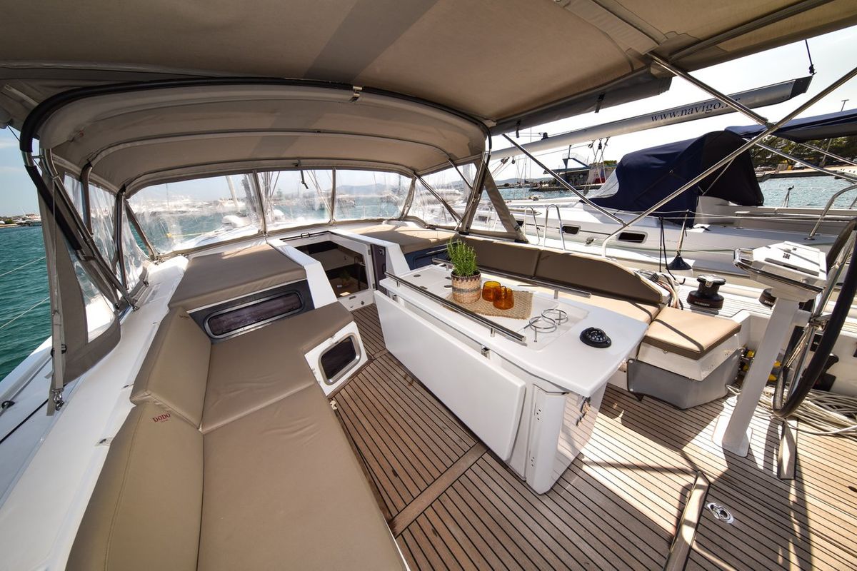 Cockpit of Dodo, a Beneteau Oceanis 51.1 OW sailboat at Općina Sukošan, Croatia