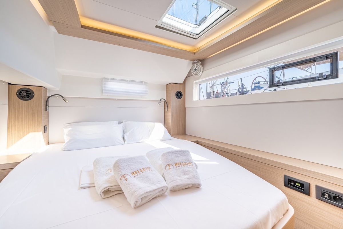 Cabin on Enjoy, a Lagoon 46 catamaran at Kontokali, Greece