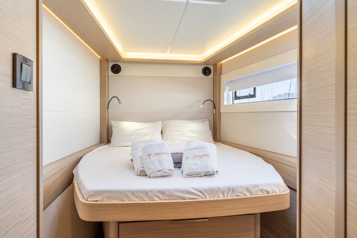 Cabin on Enjoy, a Lagoon 46 catamaran at Kontokali, Greece