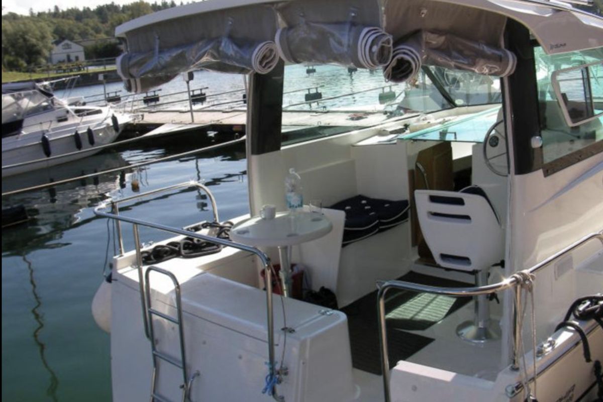Deck of Linnea, a Delphia Yachts Delphia Escape 800 motorboat at Motala, Sweden