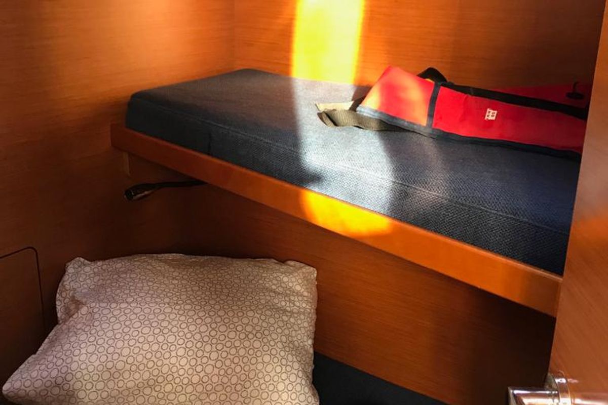 Cabin on Alboran Bourbon, a Jeanneau Sun Odyssey 519 sailboat at es Jonquet, Spain