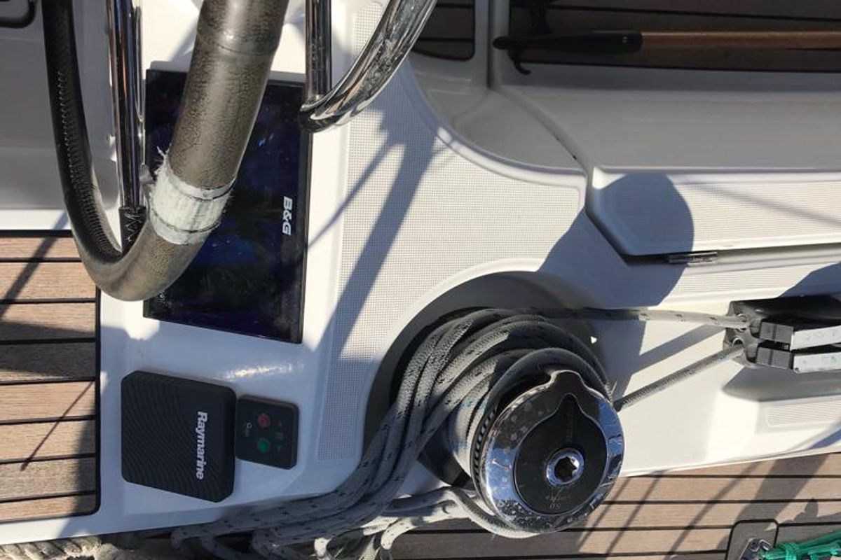 Alboran Bourbon, a Jeanneau Sun Odyssey 519 sailboat at es Jonquet, Spain