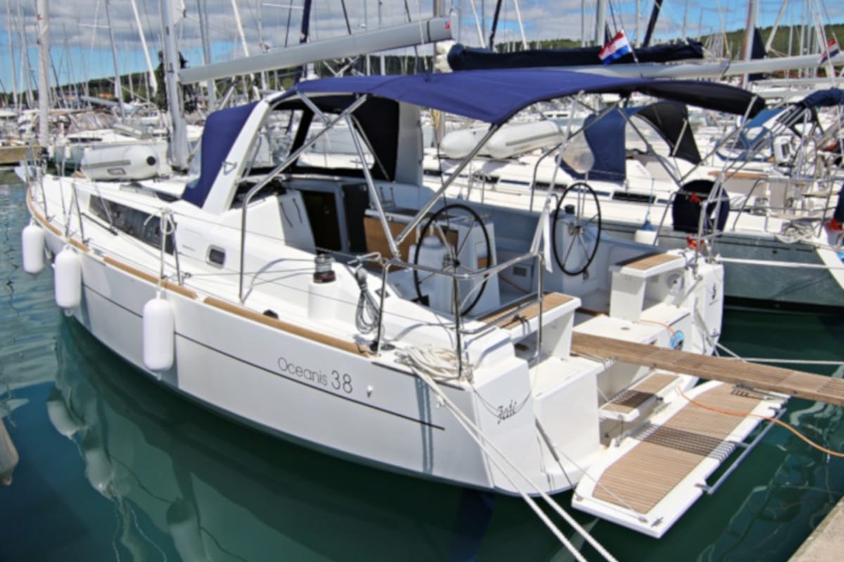 Exterior view of Fede, a Beneteau Oceanis 38 sailboat at Općina Sukošan, Croatia