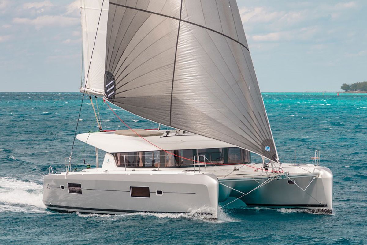 Exterior view of Ulysses, a Lagoon 42 catamaran at Ribishi, Saint Vincent and the Grenadines
