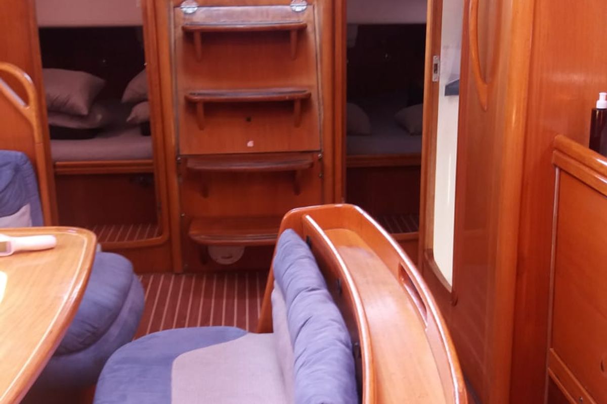 Salon of Sandra, a Bavaria 46 Cruiser sailboat at Municipal Unit of Lefkada, Greece