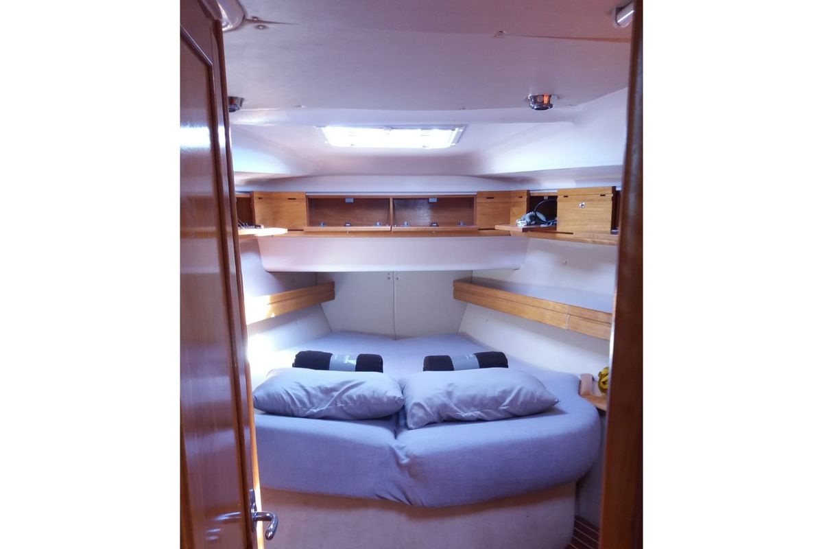 Cabin on Sandra, a Bavaria 46 Cruiser sailboat at Municipal Unit of Lefkada, Greece