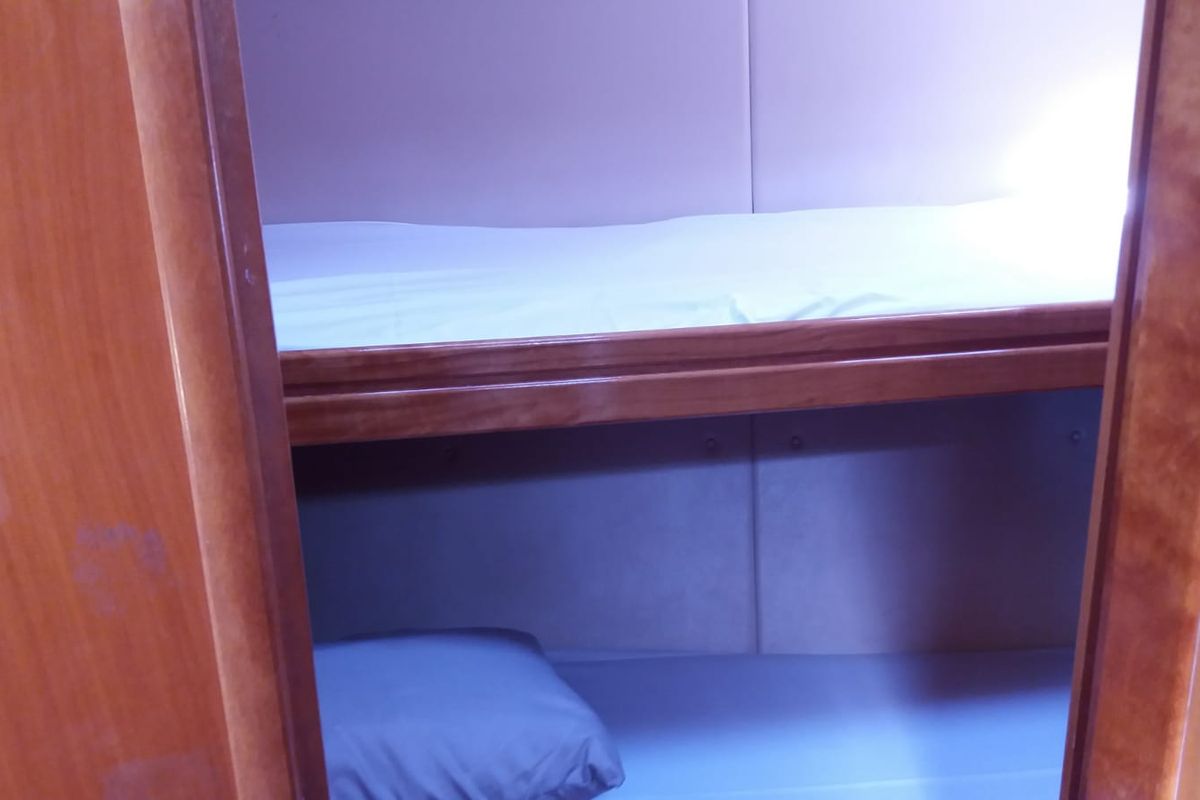 Cabin on Sandra, a Bavaria 46 Cruiser sailboat at Municipal Unit of Lefkada, Greece