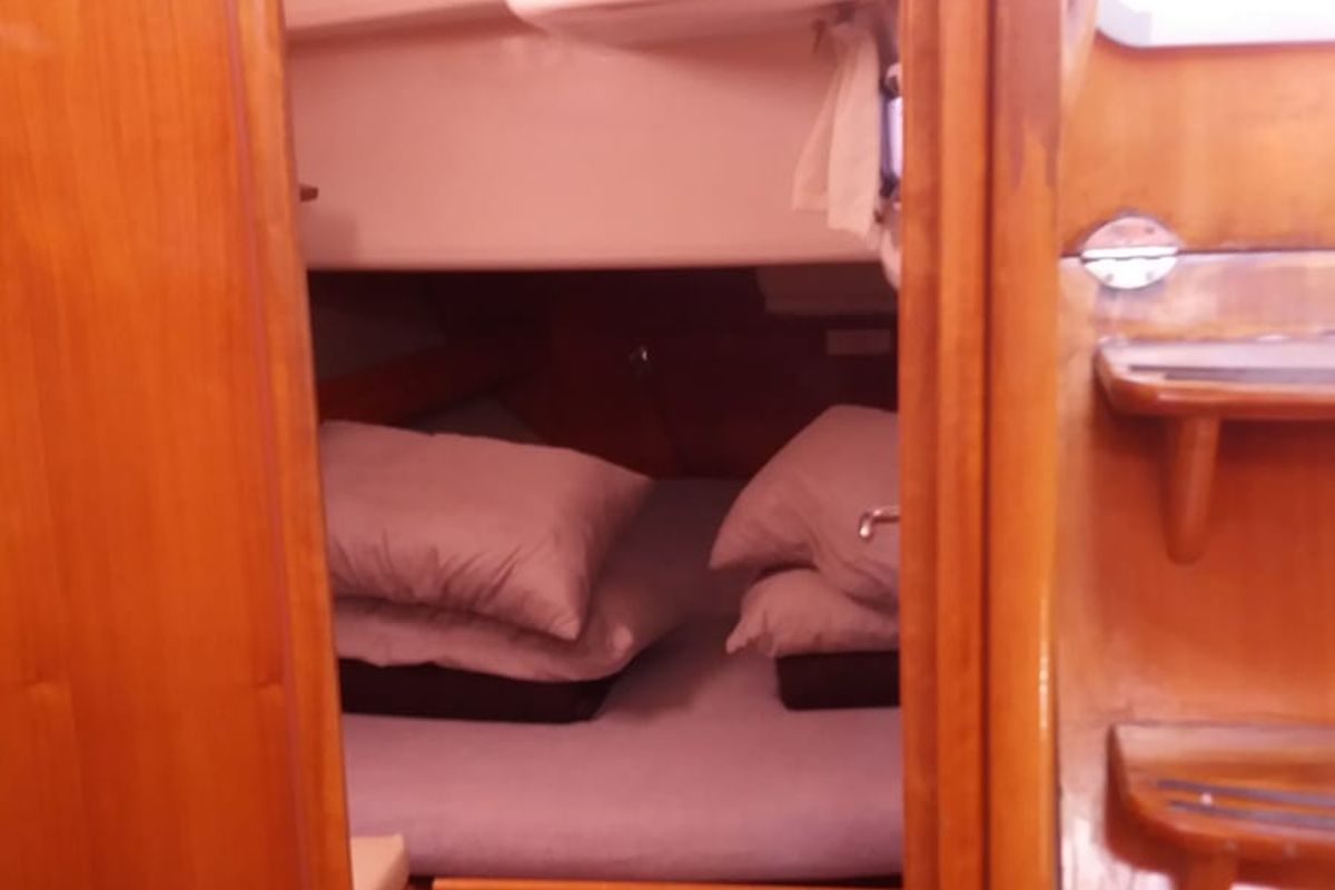 Cabin on Sandra, a Bavaria 46 Cruiser sailboat at Municipal Unit of Lefkada, Greece