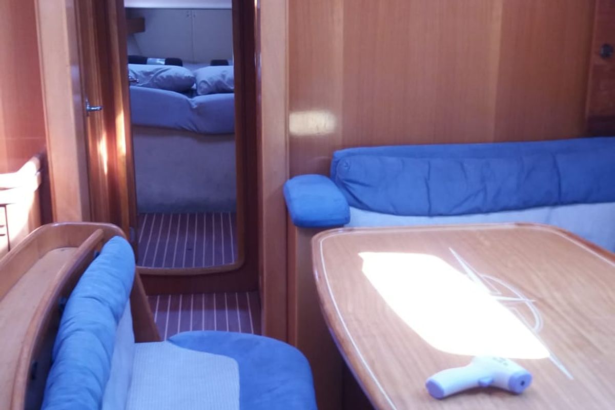 Salon of Sandra, a Bavaria 46 Cruiser sailboat at Municipal Unit of Lefkada, Greece