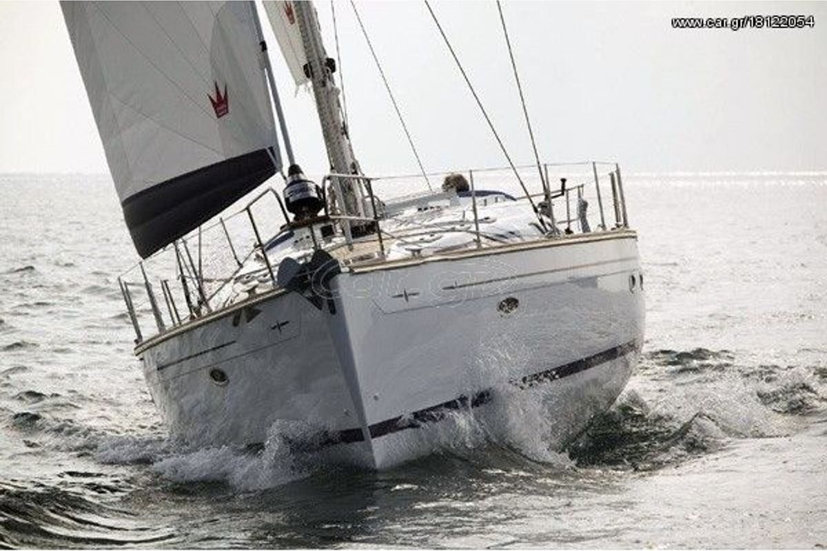 Exterior view of Sandra, a Bavaria 46 Cruiser sailboat at Municipal Unit of Lefkada, Greece