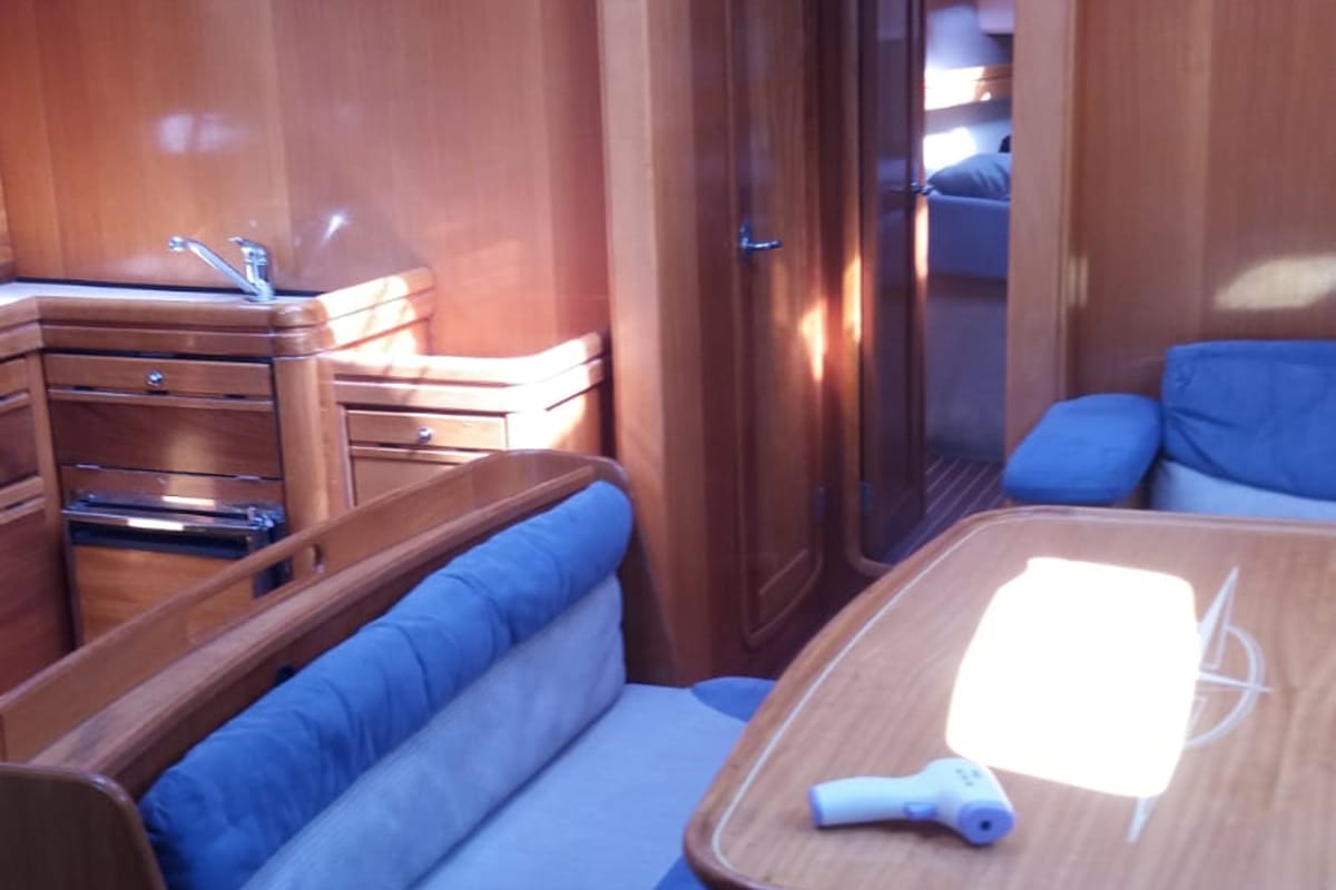 Salon of Sandra, a Bavaria 46 Cruiser sailboat at Municipal Unit of Lefkada, Greece