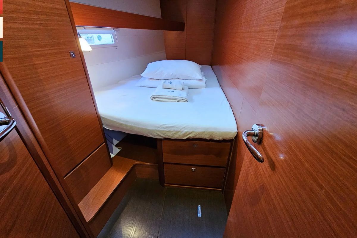 Cabin on Ritmico, a Dufour 460 Grand Large sailboat at Municipal Unit of Ellomenos, Greece