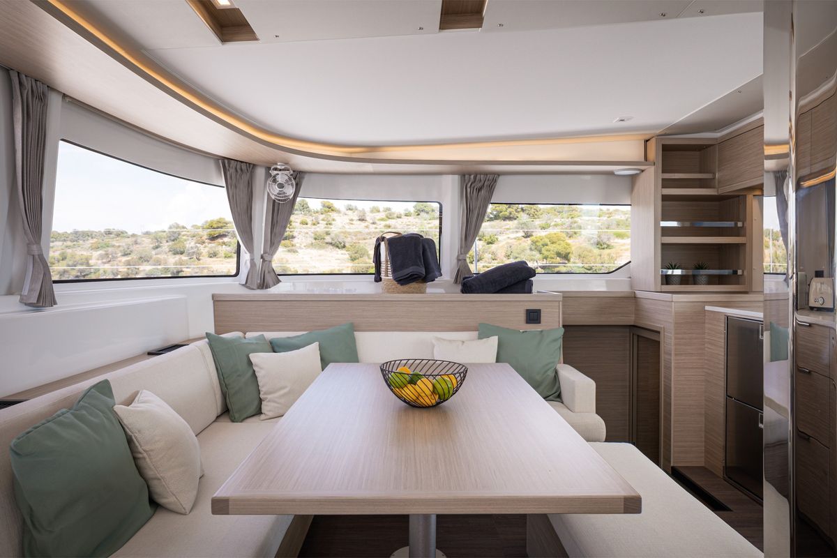 Salon of WINDEA, a Lagoon 46 catamaran at Municipal Unit of Kranidi, Greece