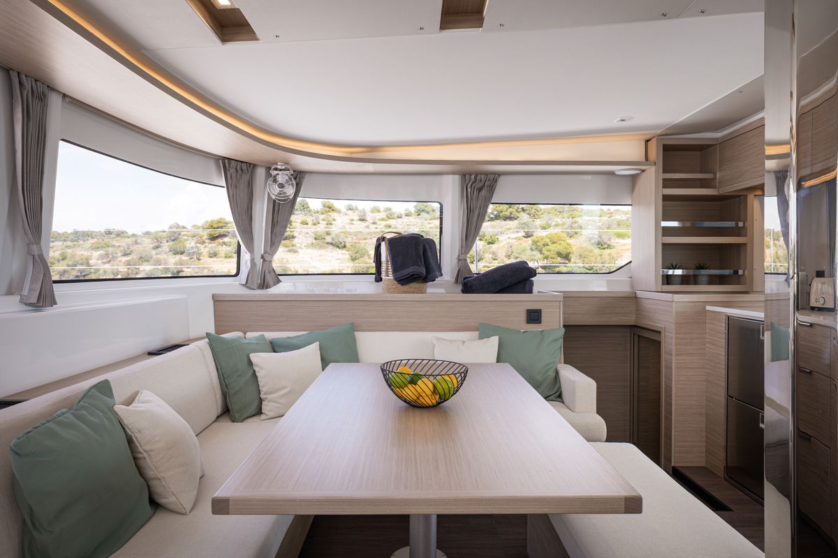 Salon of WINDEA, a Lagoon 46 catamaran at Municipal Unit of Kranidi, Greece