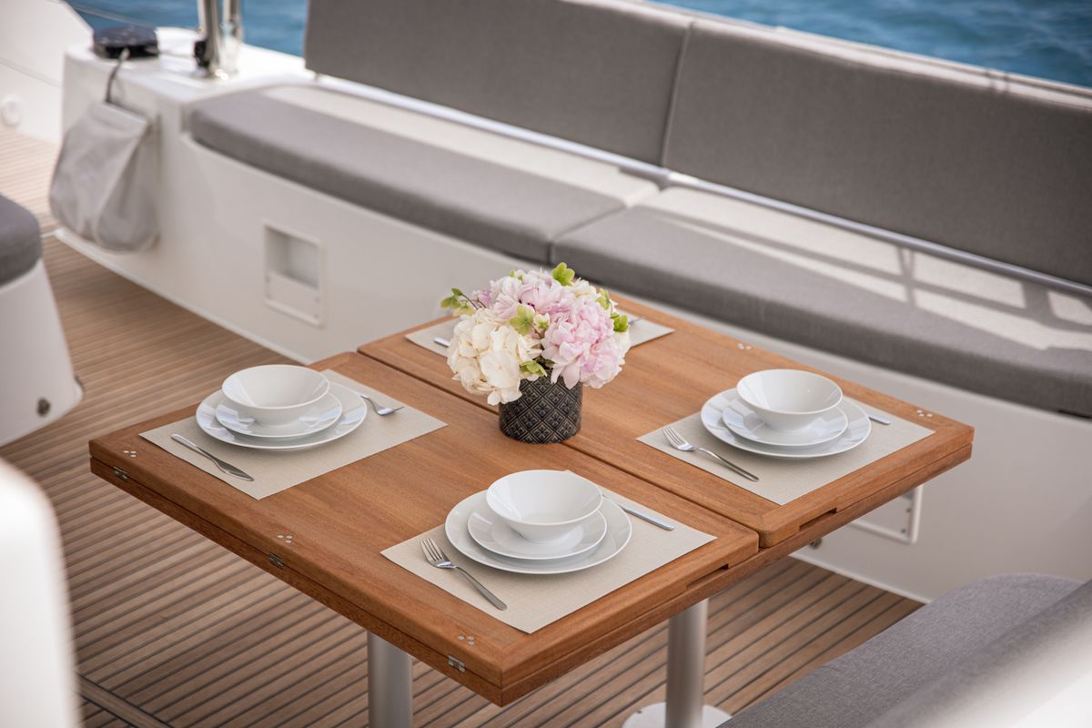 Deck of WINDEA, a Lagoon 46 catamaran at Municipal Unit of Kranidi, Greece