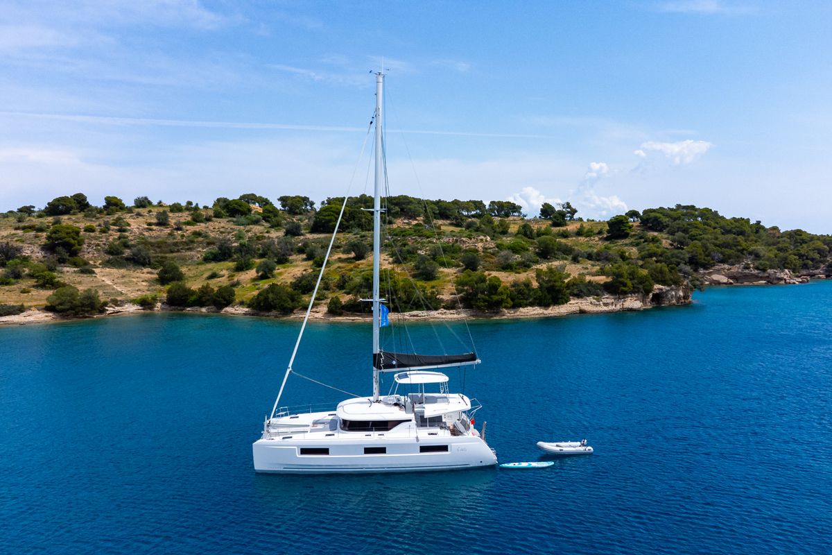 Exterior view of WINDEA, a Lagoon 46 catamaran at Municipal Unit of Kranidi, Greece