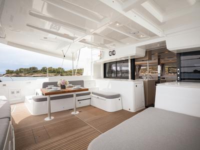 Deck of WINDEA, a Lagoon 46 catamaran at Municipal Unit of Kranidi, Greece