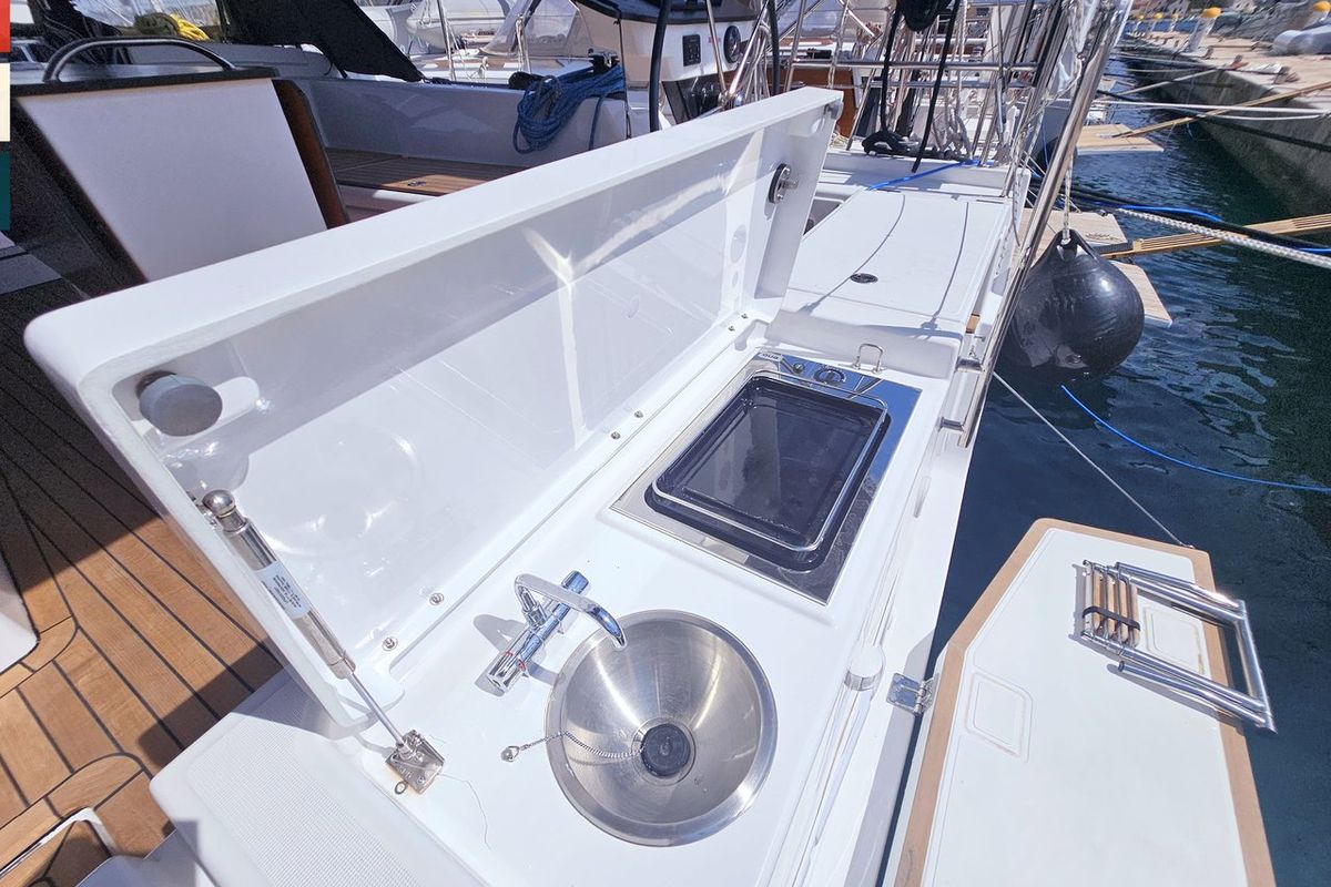 Deck of Mila, a Dufour 41 sailboat at Općina Rogoznica, Croatia