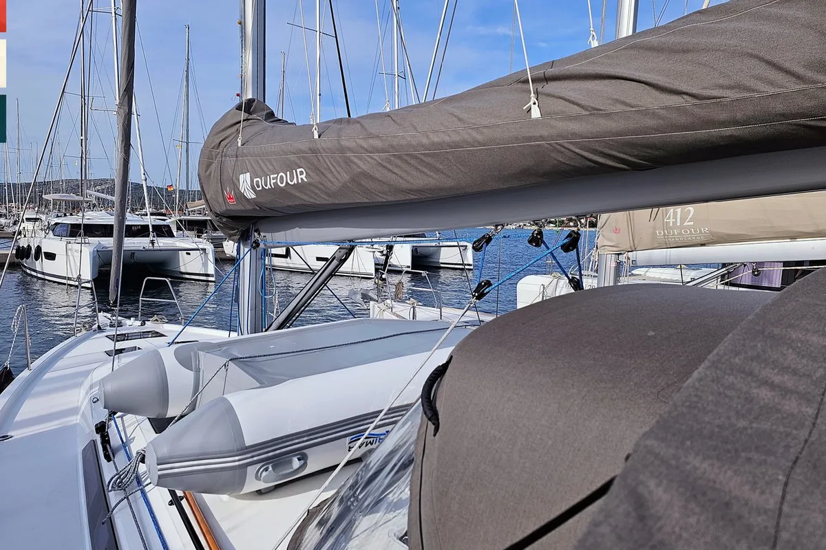 Deck of Mila, a Dufour 41 sailboat at Općina Rogoznica, Croatia