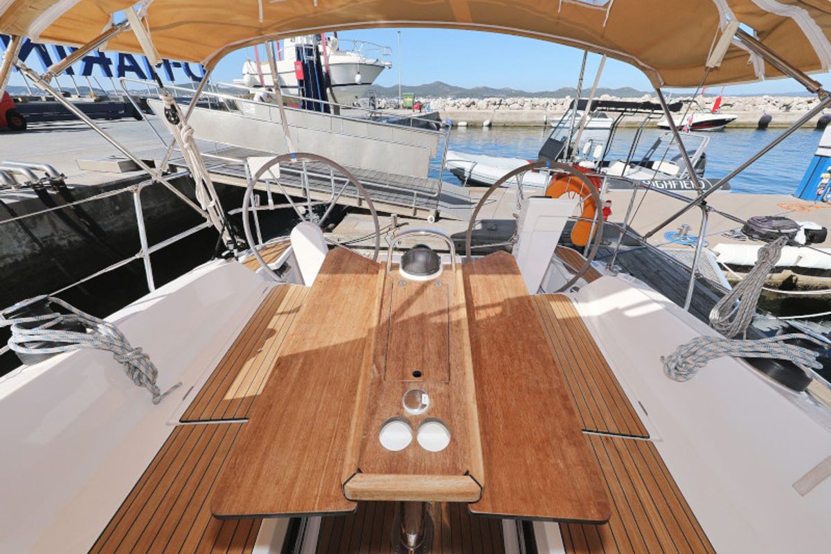 Cockpit of Lupe, a Bavaria Cruiser 37 sailboat at Zadar, Croatia