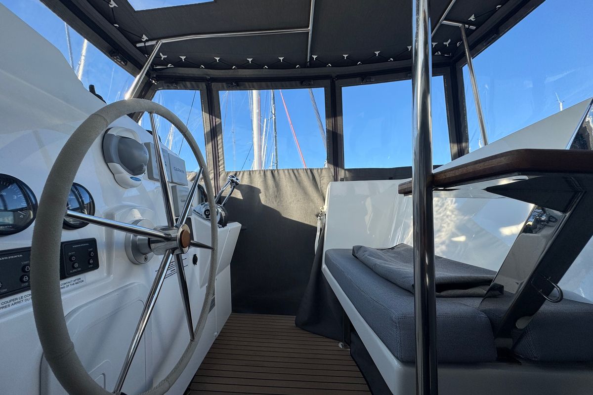 Cockpit of Jumapi, a Fountaine Pajot Isla 40 catamaran at La Rochelle, France