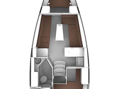 Floor plan of Burin, a Bavaria Cruiser 33 sailboat at Punat, Croatia