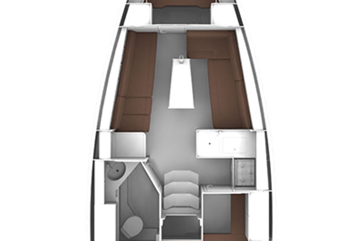 Floor plan of Burin, a Bavaria Cruiser 33 sailboat at Punat, Croatia