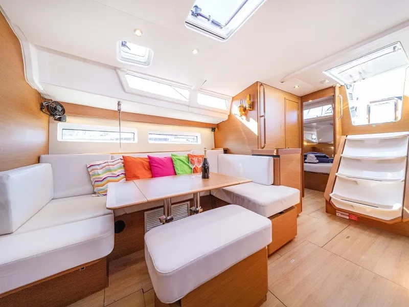 Salon of Freki, a Jeanneau Sun Odyssey 490 sailboat at Primošten, Croatia