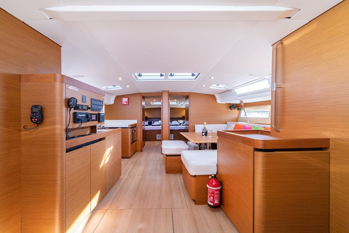 Salon of Freki, a Jeanneau Sun Odyssey 490 sailboat at Primošten, Croatia