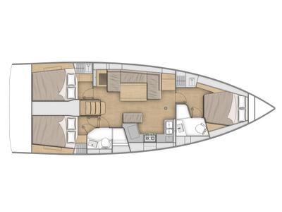Floor plan of Kelani, a Beneteau Oceanis 40.1 sailboat at Općina Medulin, Croatia