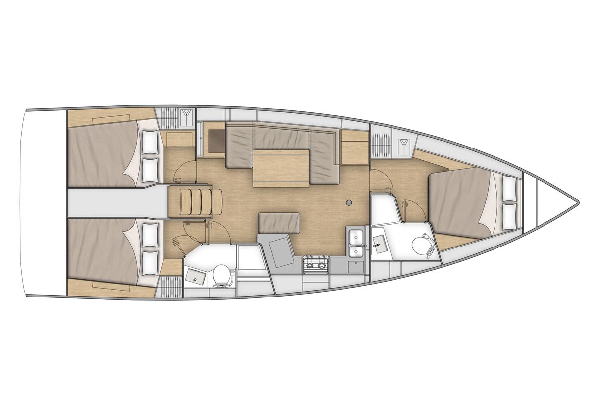 Floor plan of Kelani, a Beneteau Oceanis 40.1 sailboat at Općina Medulin, Croatia