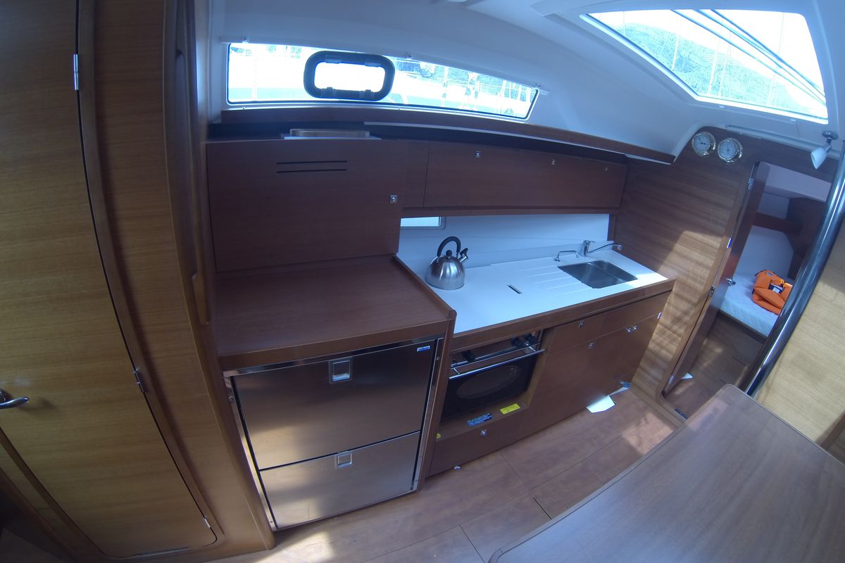Galley of Gangaro, a Dufour 382 Grand Large sailboat at Općina Medulin, Croatia