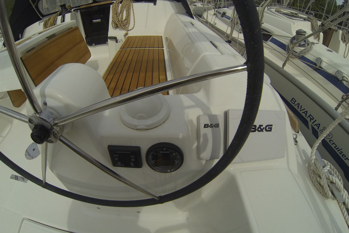 Cockpit of Gangaro, a Dufour 382 Grand Large sailboat at Općina Medulin, Croatia