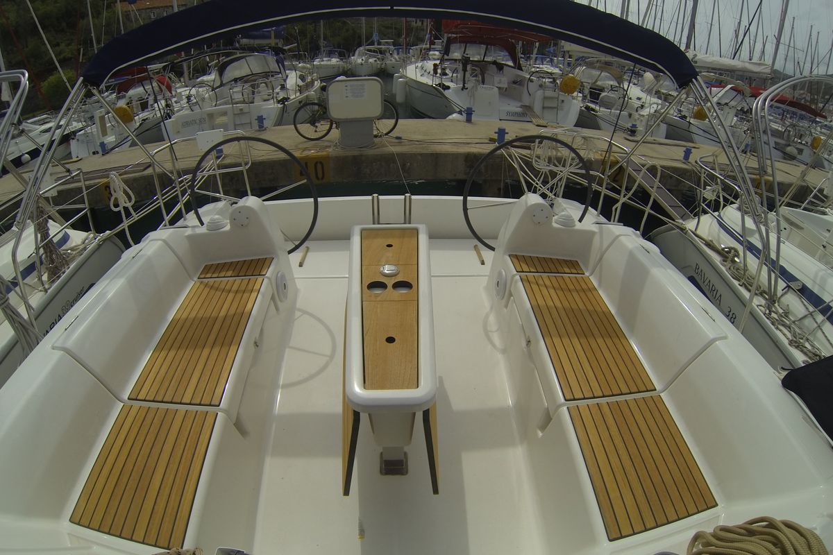 Cockpit of Gangaro, a Dufour 382 Grand Large sailboat at Općina Medulin, Croatia