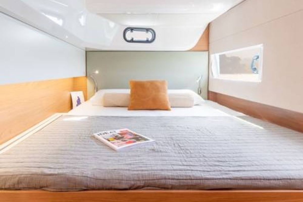 Cabin on Zen Flow, a Bali Catsmart catamaran at Figari/Golfo Aranci, Italy