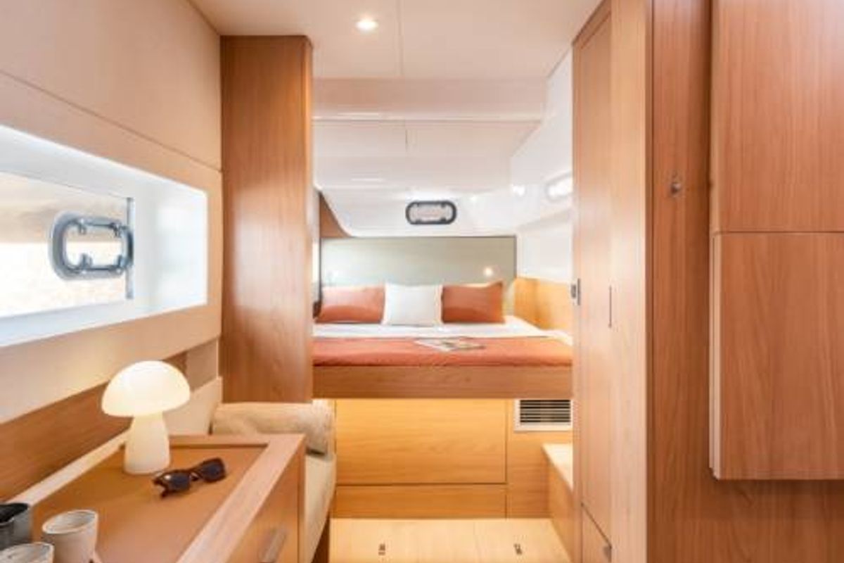Cabin on Zen Flow, a Bali Catsmart catamaran at Figari/Golfo Aranci, Italy