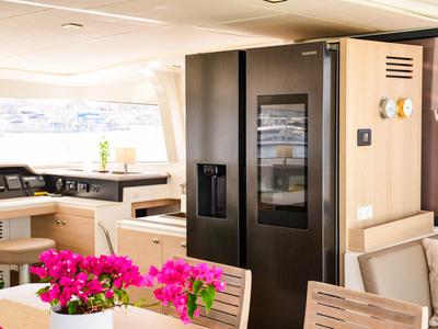Galley of Meaban, a Bali 4.3 catamaran at Municipal Unit of Lefkada, Greece
