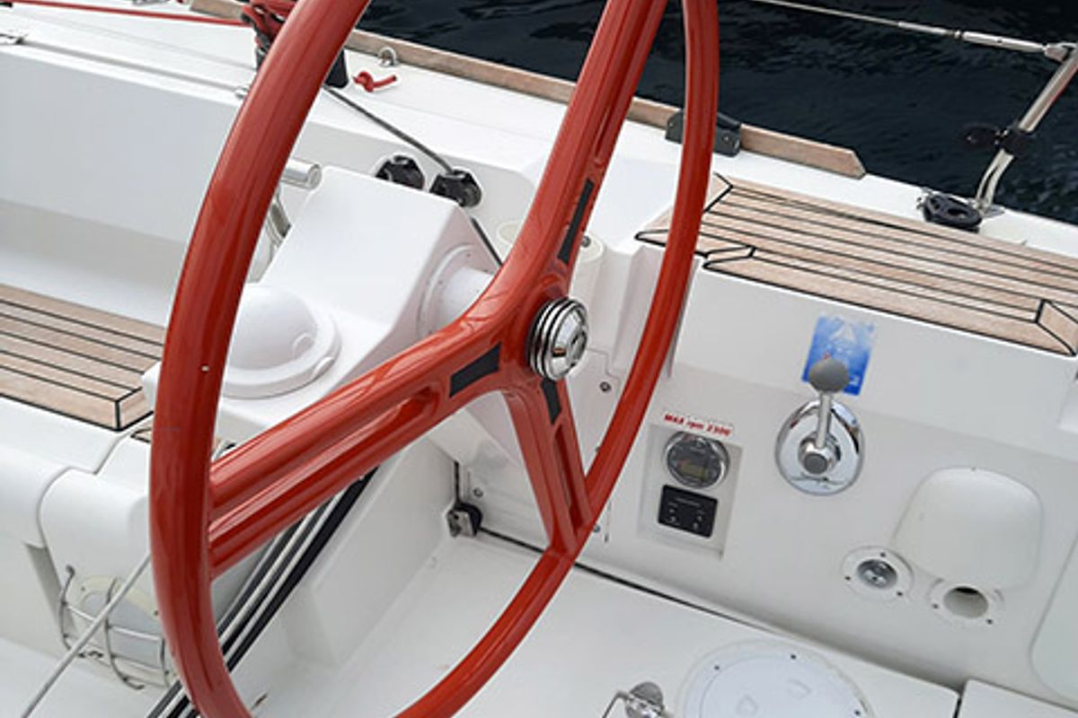 Cockpit of Sierra, a Elan 350 sailboat at Grad Biograd na Moru, Croatia