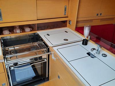 Galley of Sierra, a Elan 350 sailboat at Grad Biograd na Moru, Croatia