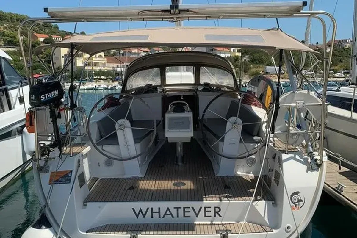 Cockpit of WHATEVER, a Bavaria Cruiser 41 sailboat at Općina Sukošan, Croatia