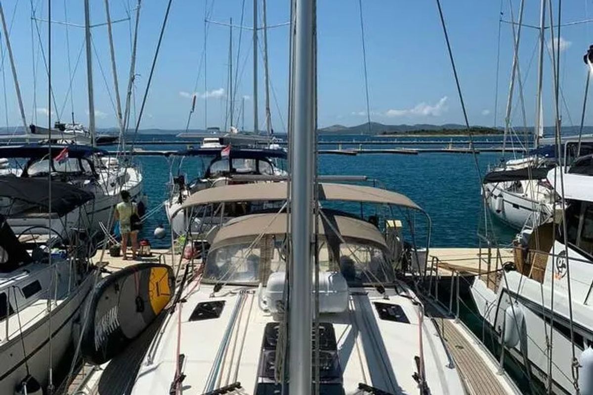 Exterior view of WHATEVER, a Bavaria Cruiser 41 sailboat at Općina Sukošan, Croatia